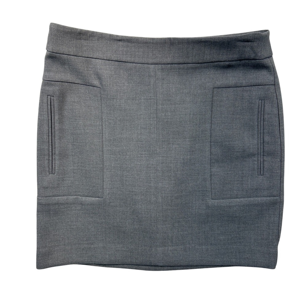 Ann Taylor LOFT Skirt‎ Womens 12 Gray Mini Straight Career Stretch Pocket Detail